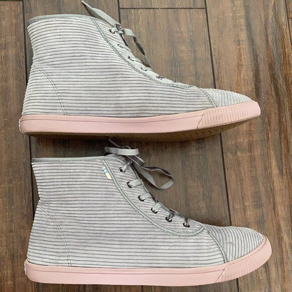 TOM'S Women’s High Sneakers Corduroy Gray Colour Size 9 Excellent Condition - Picture 3 of 6
